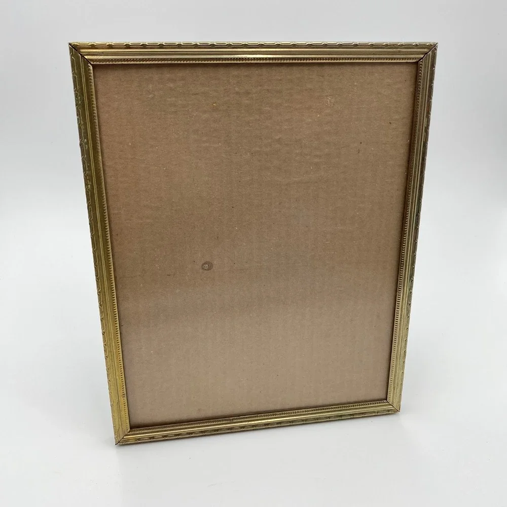 Vintage Ornate Gold Tone‎ Metal 8x10 Picture Frame Tabletop Photo MCM Style